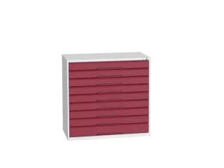 ladekast 1000x1050x550mm 9laden volledig uittrekbaar RAL7035 RAL3004 - 1