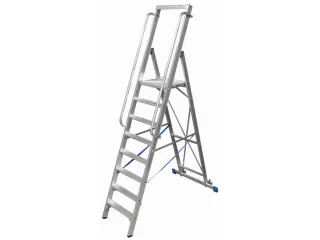 verrijdbare treden-platformladder eenzijdig 8treden stand H 1 9m - 2