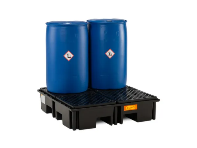 PE-opvangbak,v. 4x200l vat,opvangvol. 220l,HxBxD 290x1230x1230mm