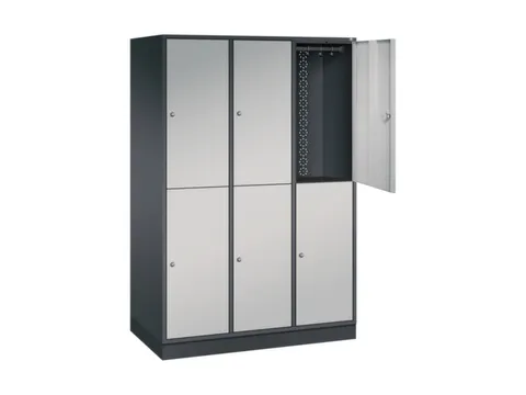 Dubbeldekse garderobekast,HxBxD 1950x1220x600mm,3x2vak.,vak B 360mm