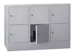 lockerkast,HxBxD 855x1200x500mm,3x2vakken,RAL7035,front RAL5012