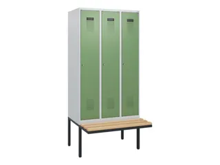 locker met bank,HxBxD 1950x900x815mm,3vak,vak B 300mm,cilinderslot - 2