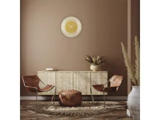 Wandklok Nextime dia 50cm bolvormig glas geel kunststof Deep - 10