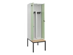 PBM-locker met bank,HxBxD 2120x600x815mm,2vak,vak B 300mm,draaigrendel