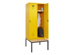 locker met bank,HxBxD 2120x800x815mm,2vak,vak B 400mm,draaigrendel