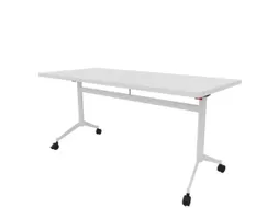 klaptafel,HxBxD 750x1600x700mm,hoekig,T-voet wit,ovale buis,blad wit