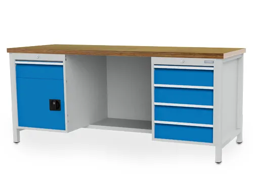 werkbank,m. achterwand,HxBxD 959x2000x750mm,multiplexblad