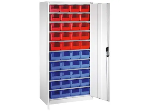 Stellingkast Staalplaat 1980x1000x420mm 9 Legborden 40 Magazijnbakken