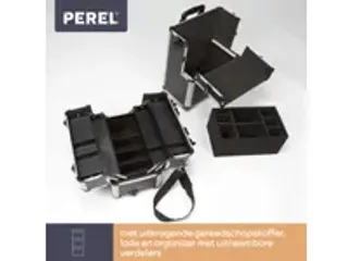 OUTLET Gereedschapskoffer Aluminium Trolley 370x270x670mm Zwart - 7