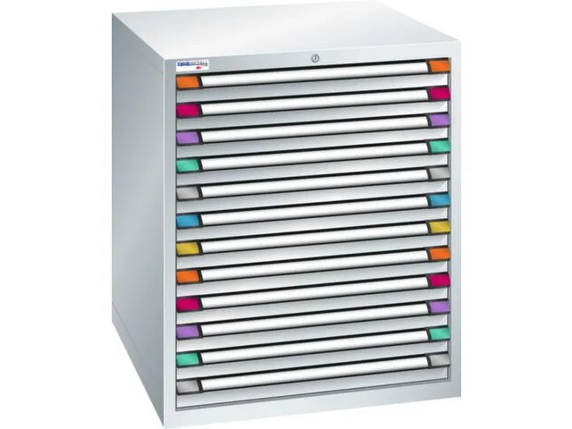 ladekast HxBxD 1000x805x695mm 12laden RAL7035 front RAL7035