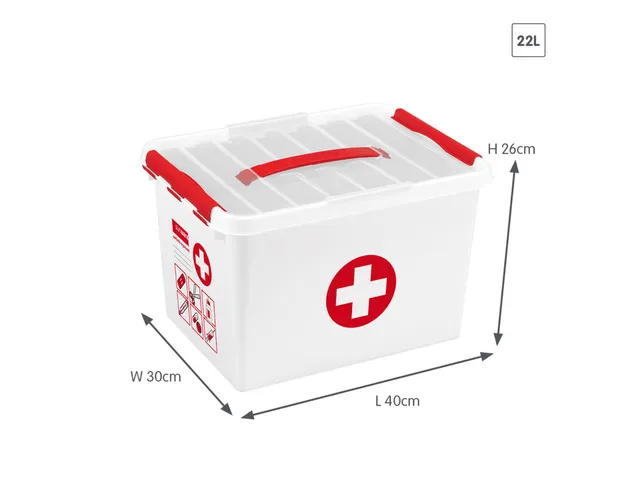 Trousse de premiers secours Q-line avec plateau, blanche et rouge - 40