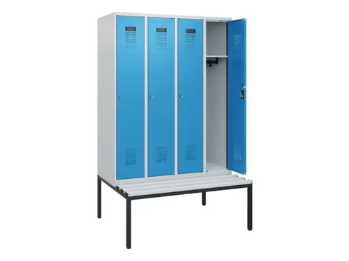 locker met bank,HxBxD 1950x1200x815mm,4vak,vak B 300mm,cilinderslot