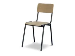 Bezoekersstoel,4Voeten Ronde Buis Zwart,Zitting/Rug Natuur