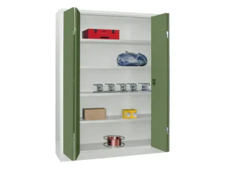 Ruime Vouwdeurkast 1950x1500x400mm 4legborden Ral7035 Front Ral6011 - 1