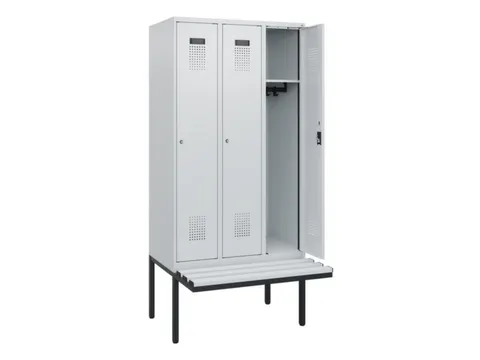 locker met bank,HxBxD 1950x900x815mm,3vak,vak B 300mm,cilinderslot