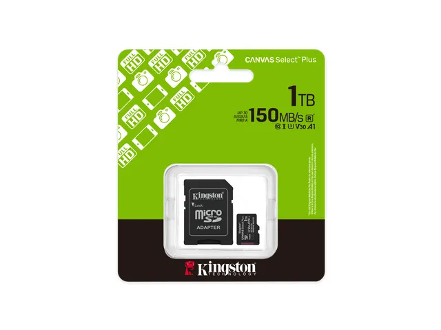 1TB microSDXC Canvas Select Plus Gen3 150MB/s A1 kaart + adapter