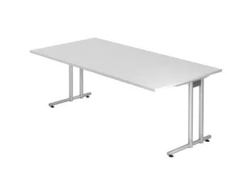 bureau,HxBxD 740x2000x1000mm,blad wit,C-voet RAL9006 - 1