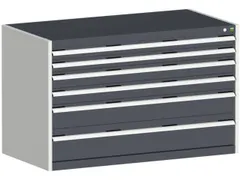 ladekast 800x1300x650mm 6laden zware lasten RAL7035 front RAL7016