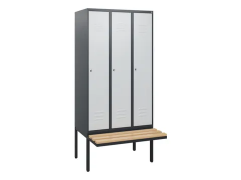locker met bank,HxBxD 1950x900x815mm,3vak,vak B 300mm,cil.-slot