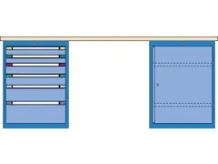 werkbank,HxBxD 840x2000x700mm,multiplexblad,RAL7035,front RAL7035