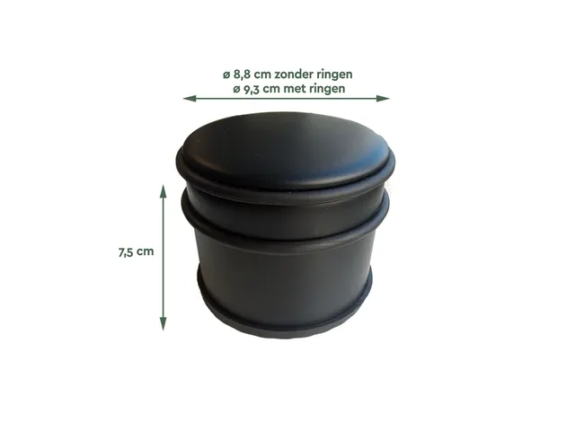 Deurstopper BRASQ met rubberen ringen zwart