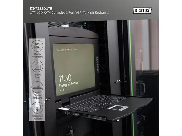 17 inch LCD KVM-console 1-poorts VGA Turks toetsenbord Zwart