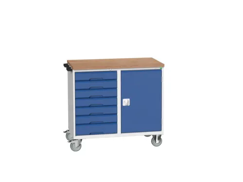 montagetafel 980x1050x600mm multiplexblad 7 laden kast front RAL5010