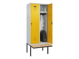 locker met bank,HxBxD 2120x800x815mm,2vak,vak B 400mm,draaigrendel
