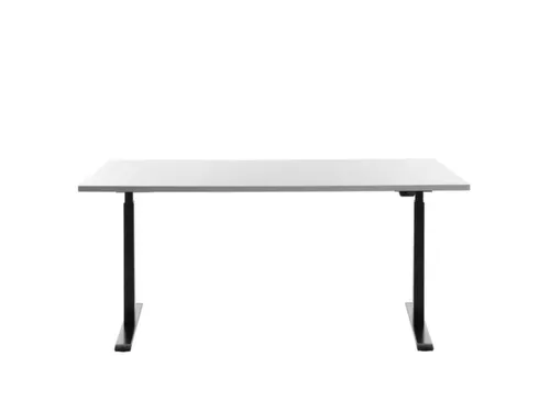 Elektrisch ihv bureau,HxBxD 700-1200x1600x800mm,blad wit,T-voet zwart