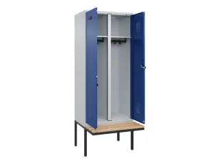 locker met bank,voor scheiding van kleding,HxBxD 2120x800x815mm,2vak - 1