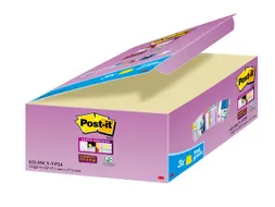 Memoblok 3M Post-it 622 Super Sticky 47.6x47.6mm geel 21 + 3 gratis
