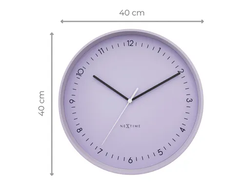 Wandklok NeXtime Berlin L 40cm lavendel aluminium