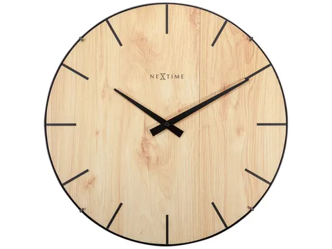 Wandklok Nextime Edge-Wood-Dome dia 35cm kunststof licht bruin streep
