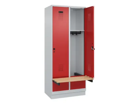 locker met bank,HxBxD 1950x800x815mm,2vak,vak B 400mm,draaigrendel