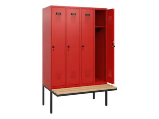 locker met bank,HxBxD 1950x1200x815mm,4vak,vak B 300mm,draaigrendel - 1