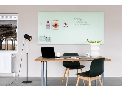 Mat Glasbord 100x150cm Sage Green rechte hoeken