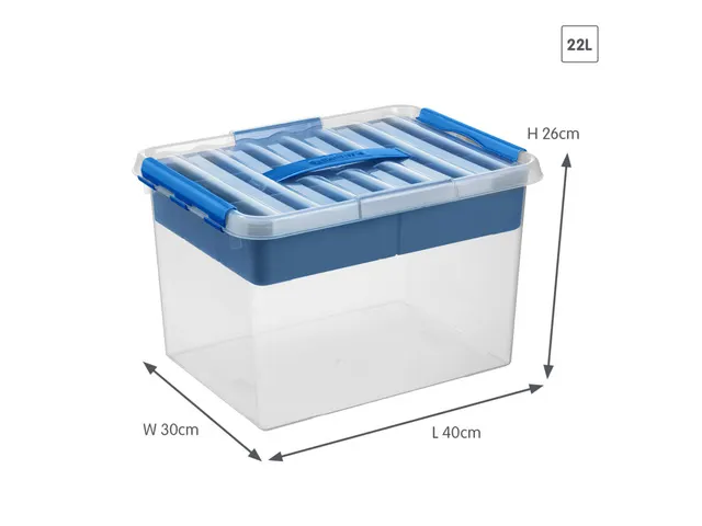 Q-line opbergbox 22L met bakje transparant blauw - 40x30x26cm