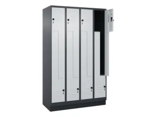 Z-garderobekast,HxBxD 1950x1200x500mm,vak B 150/300mm,draaigrendel - 2