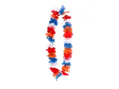 Hawaïkrans rood wit blauw en oranje 100cm