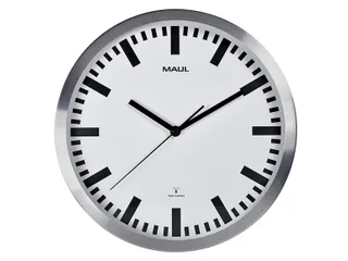 Wandklok MAUL Pilot RC Ø30,5cmx4.5cm aluminium/wit incl.batterij - 1