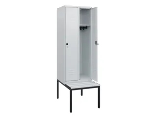 locker met bank,HxBxD 1950x600x815mm,2vak,vak B 300mm,draaigrendel - 2