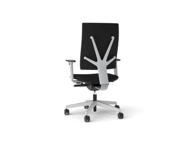Bureaustoel Zwart Frame Wit Synchroonmechanisme Met Armleuning