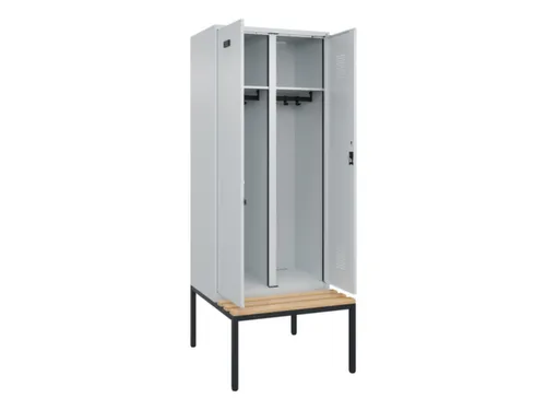 locker met bank,voor scheiding van kleding,HxBxD 2120x800x815mm,2vak