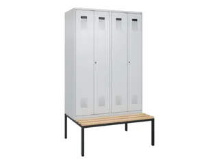 PBM-locker met bank,HxBxD 2120x1200x815mm,4vak,vak B 300mm - 2