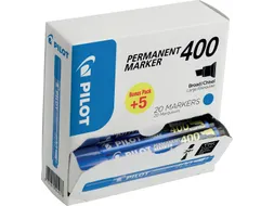 Pilot Permanent Marker 400 Brede Schuine punt Blauw 15+5 gratis