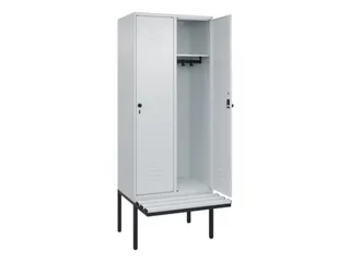 locker met bank,HxBxD 2120x800x815mm,2vak,vak B 400mm,draaigrendel - 2