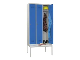 locker met bank,HxBxD 2150x900x500mm,3vak,RAL7035,front RAL5010 - 2