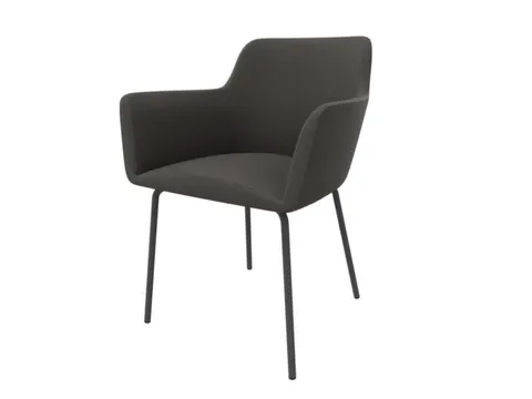 Bezoekersstoel 4Voeten Ronde Buis Donkergrijs Antraciet