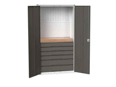 Systeemkast 2000x1050x550mm 1xlegbord 6laden RAL7035+RAL7016