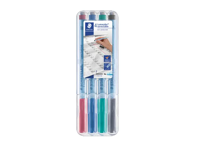 Viltstift Staedtler OHP Lumocolor 305 Non Perm. Correct F set à 4st
